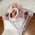 Clear MagSafe iPhone case held in hand