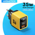 35W GaN fast charger with USB-C and USB-A ports, US plug